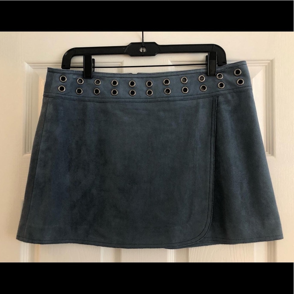 Teal Faux Suede Skirt